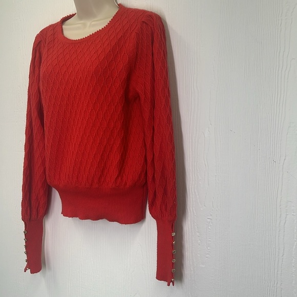 Lilly Pulitzer - Jacquetta Gold Button Sleeves Scalloped Neck Sweater Size Small - Picture 7 of 13